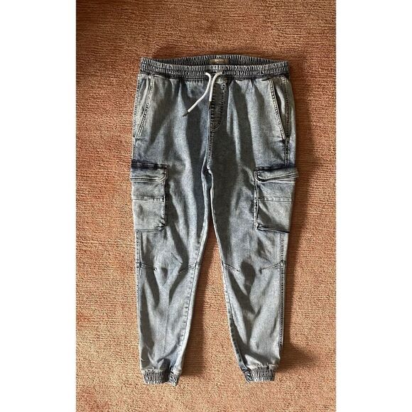 Savvy by Mister*Lady Men’s Acid Wash Denim Cargo Jogger Pants | Size XL - Picture 1 of 9